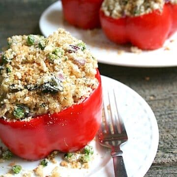 Orzo or rice-stuffed bell peppers