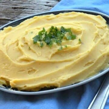 Mashed white and sweet potatoes