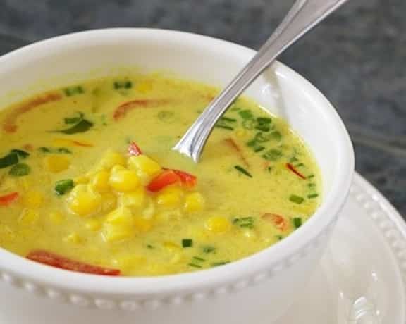 Nearly-Instant Thai Coconut-Corn Soup from Vegan Express