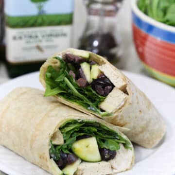 Tofu, arugula, and olive wraps