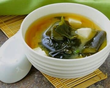 Miso soup with bamboo mat