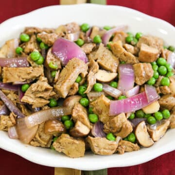 Seitan Mushroom Onion stir-fry