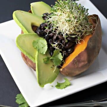 Stuffed Sweet Potato with Black Beans and Avocado from Christina Cavanaugh