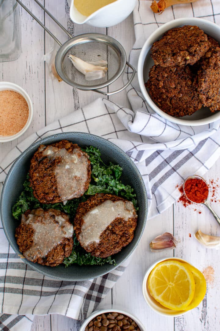 Lentil Fritters with Garlic Sauce - Vegan recipes by VegKitchen