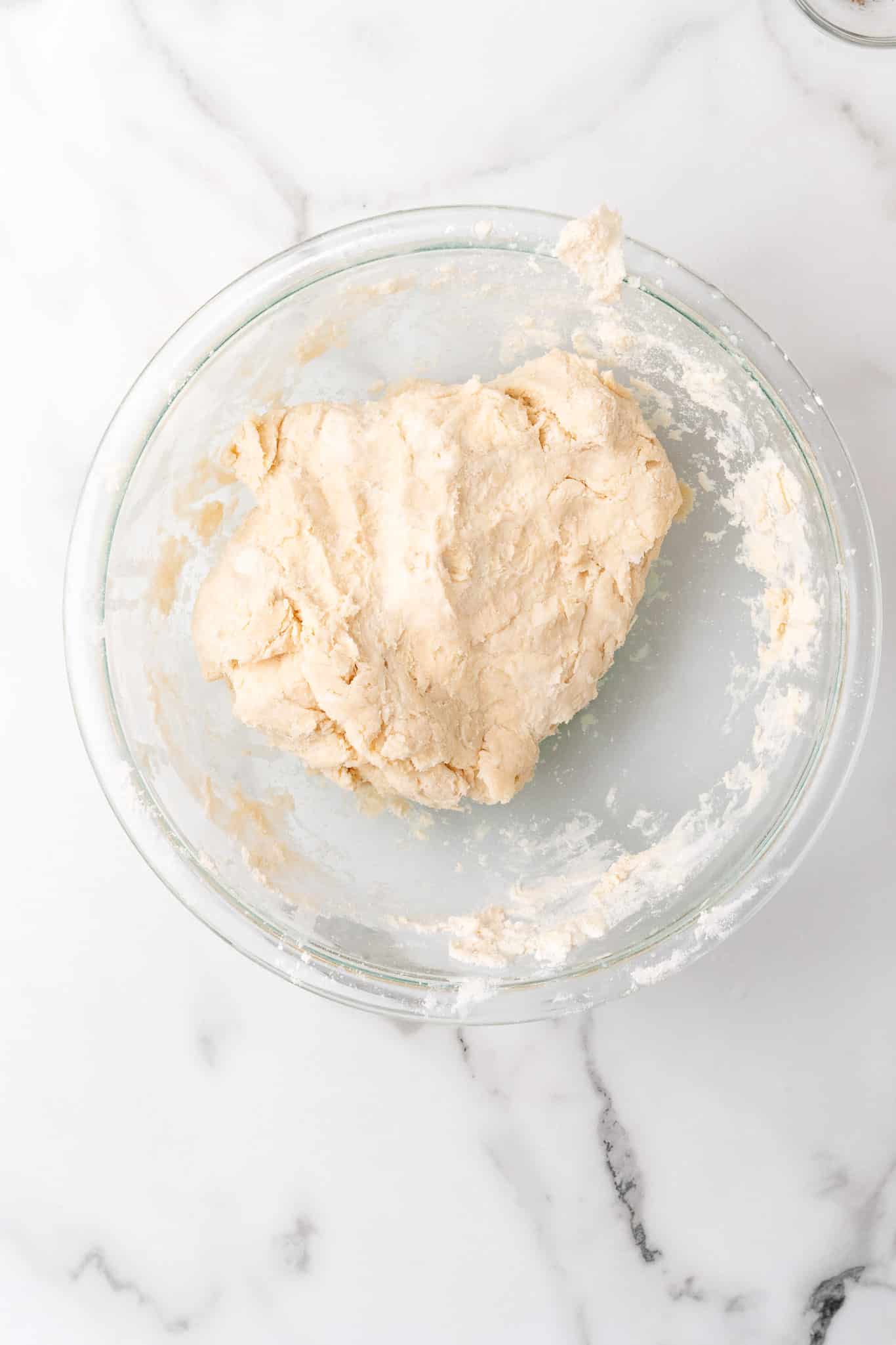 mixing the dough for vegan pot pie