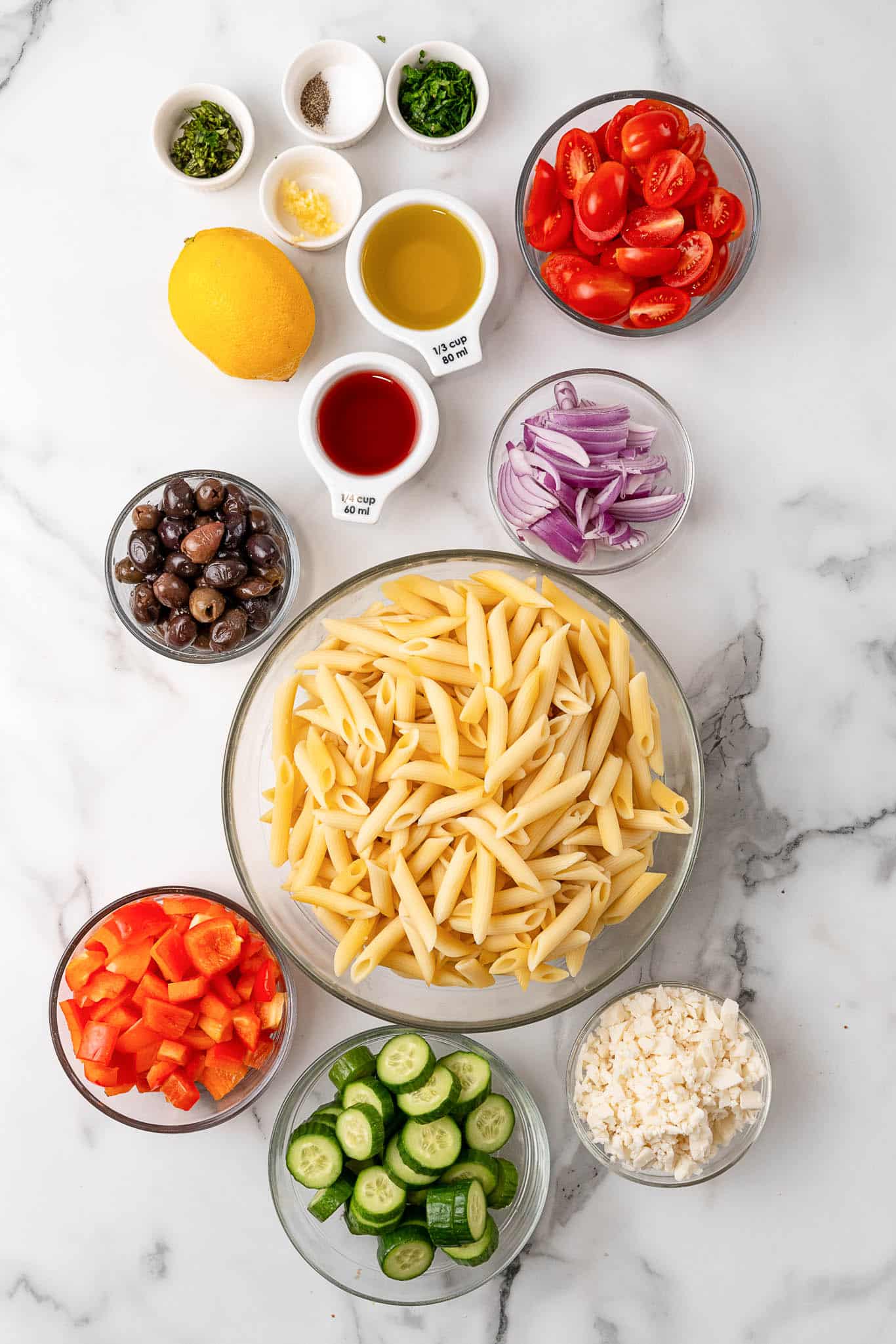 vegan greek pasta salad