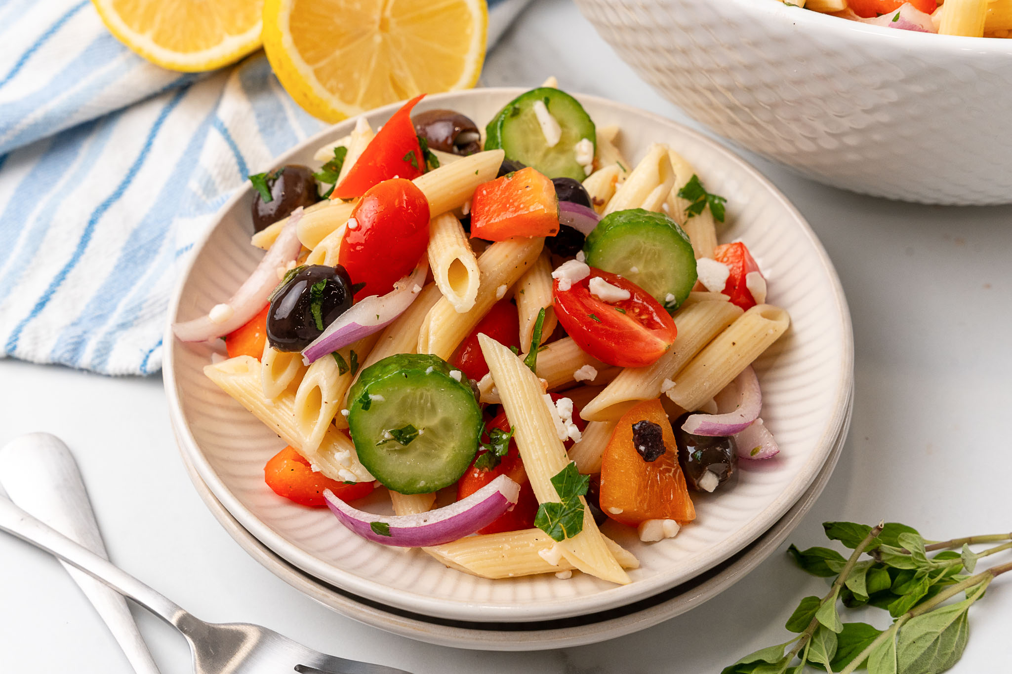 vegan greek pasta salad