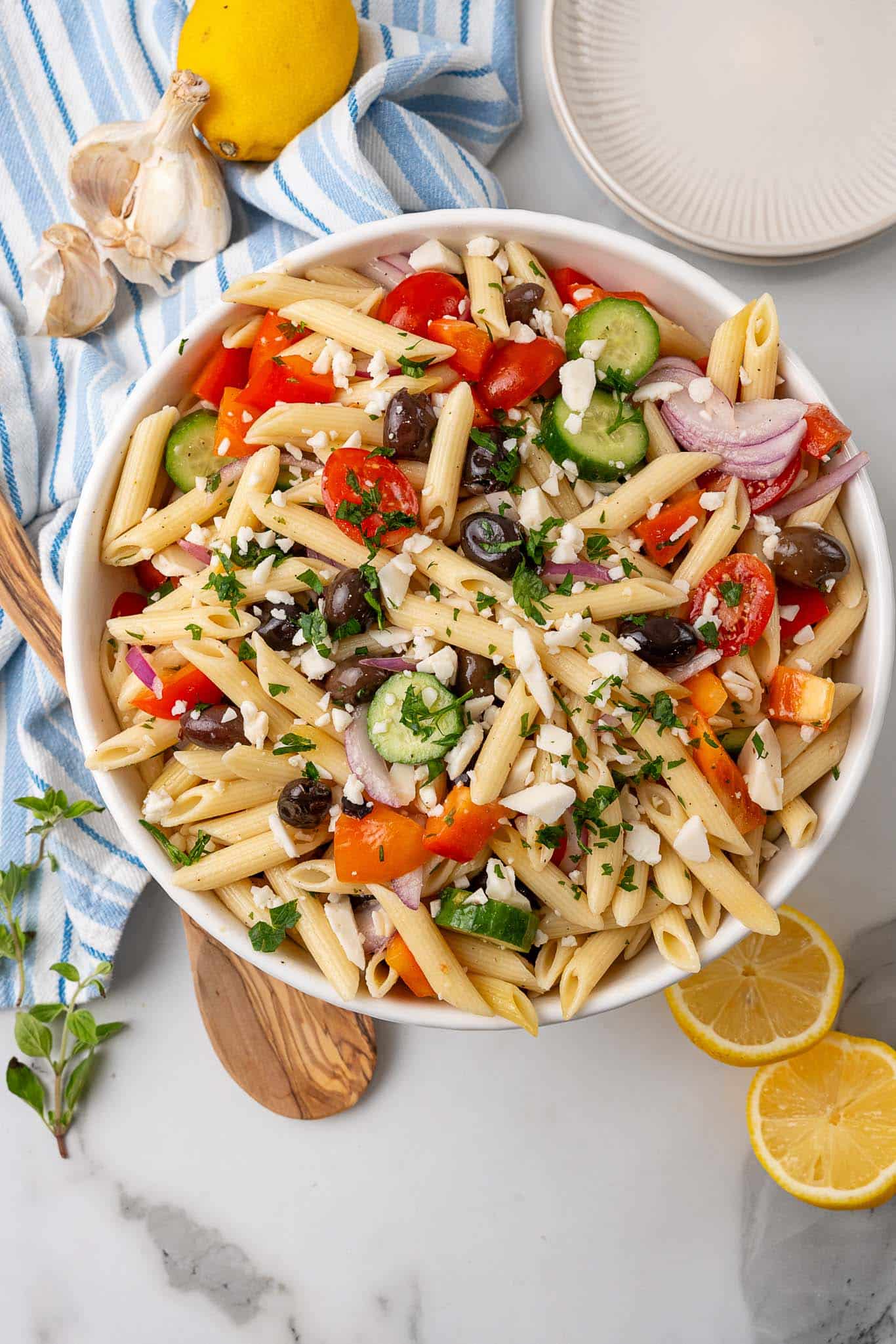 vegan greek pasta salad