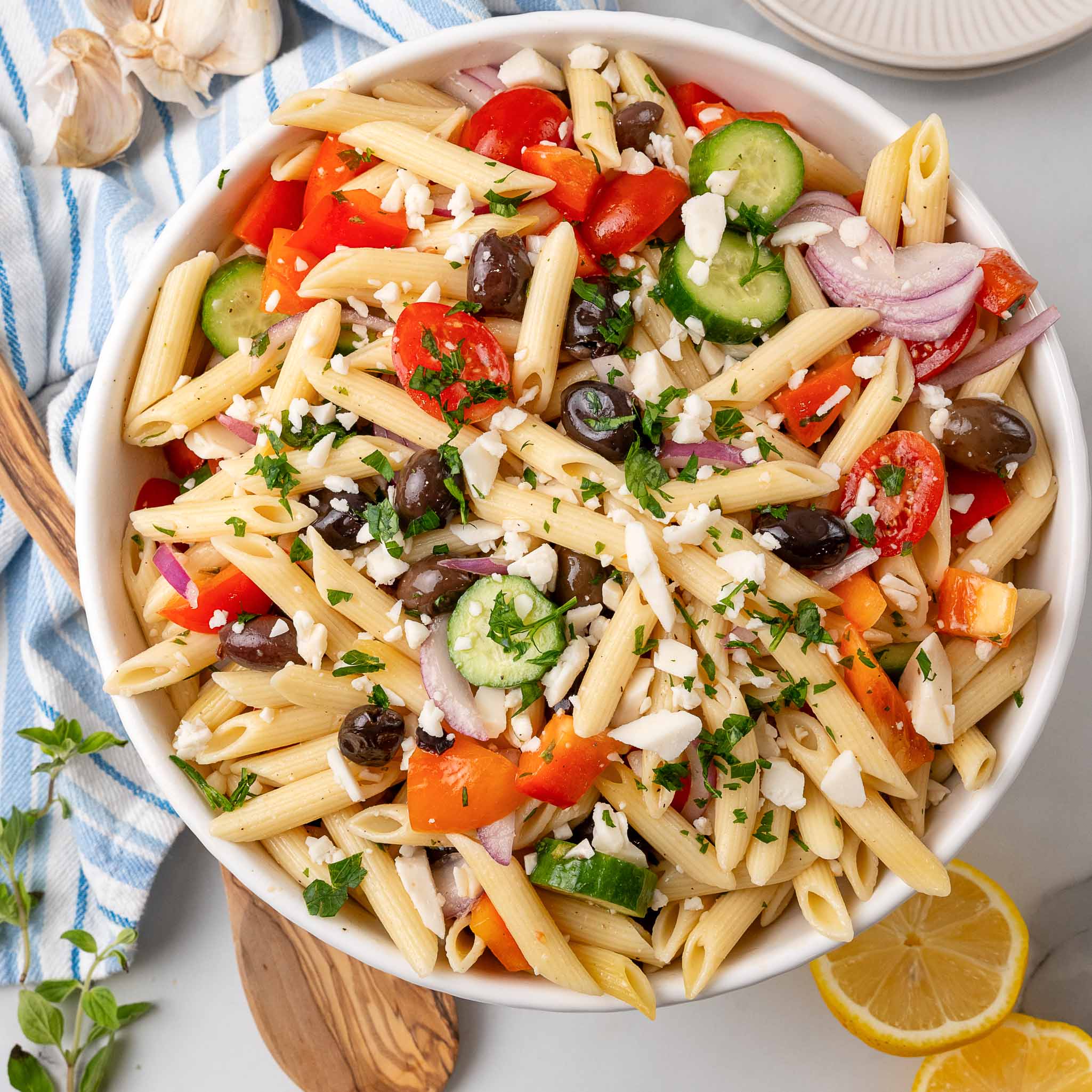 vegan greek pasta salad